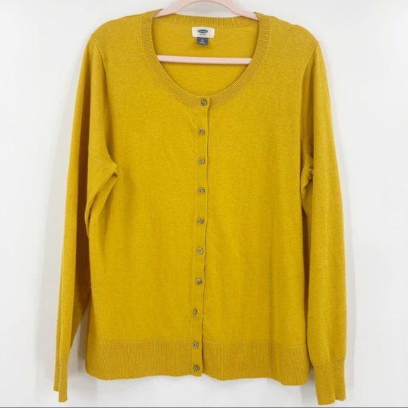 Old Navy Mustard Yellow Button Cardigan Sweater M - Picture 1 of 7